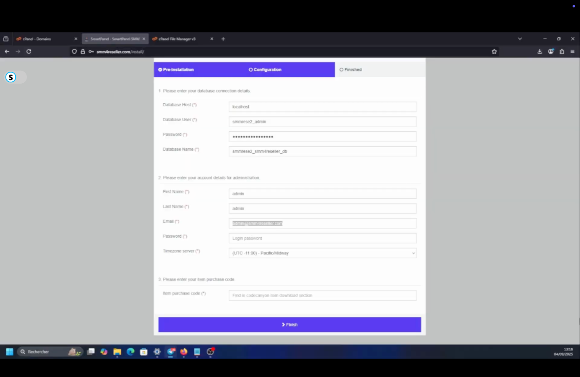 SmartPanel installation form