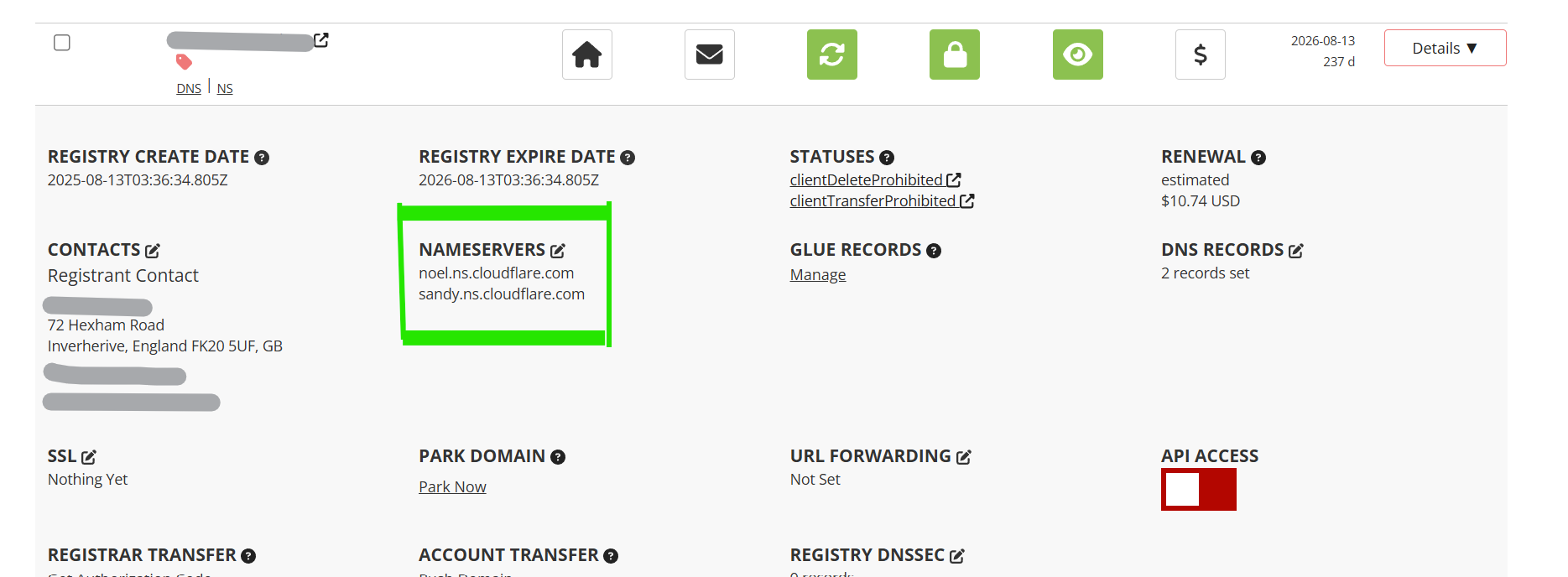 Updating nameservers in Porkbun